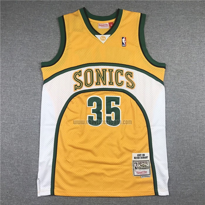 Camiseta Seattle SuperSonics Kevin Durant NO 35 Mitchell & Ness 2007-08 Amarillo